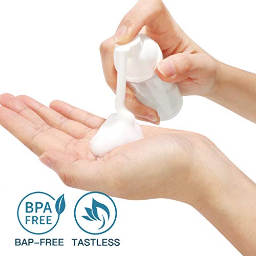 12 Pcs 2 oz 60 ML Clear Plastic Empty Travel Bottle,Mini BPA Free Foaming Dispenser Pump for Cleaning, Travel, shampoo, Cosmetics. 1Brush & 12 Labels Free.