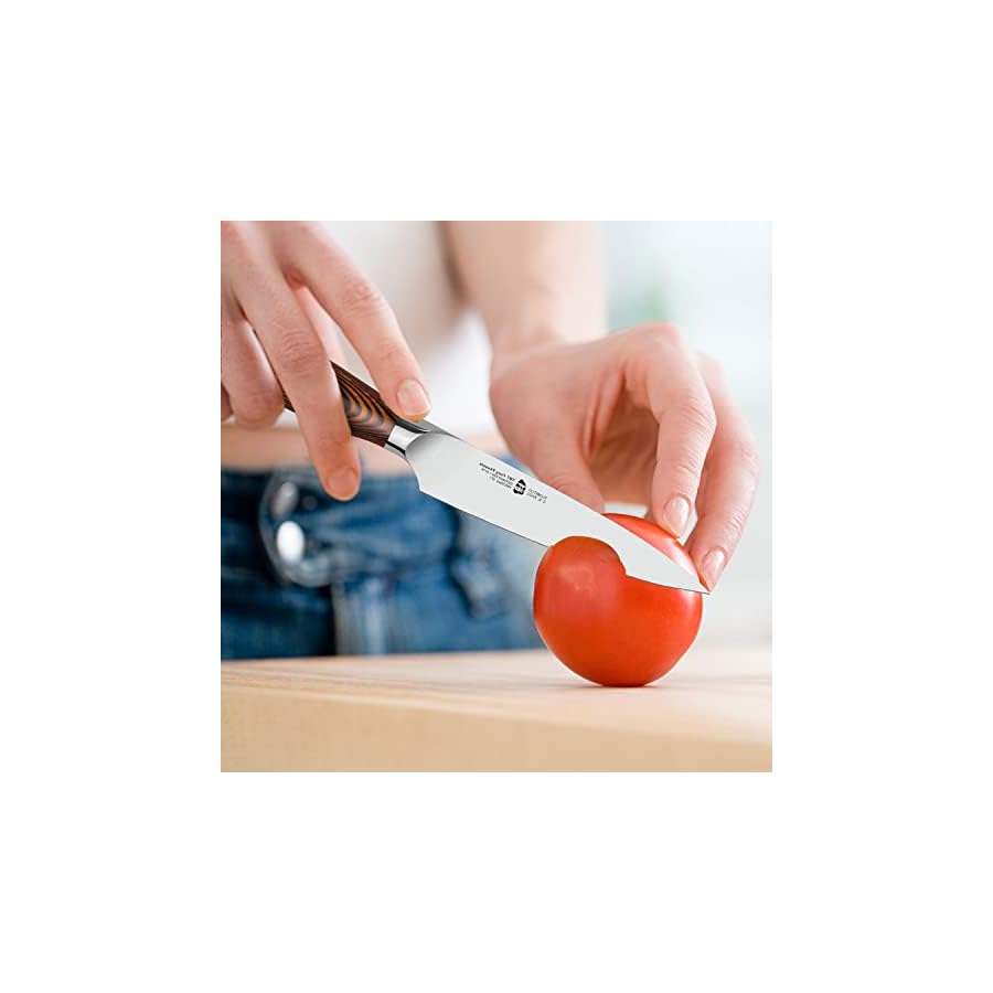 TUO Utility Knife, Small Kitchen Knife, 5 inch Paring Knife High Carbon German Stainless Steel Cutlery with Ergonomic Pakkawood Handle