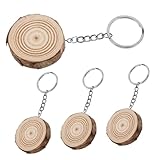 TOYANDONA 4pièces Porte-clés Bois Vierge Disques à Personnaliser Soi-même Anneau Porte...