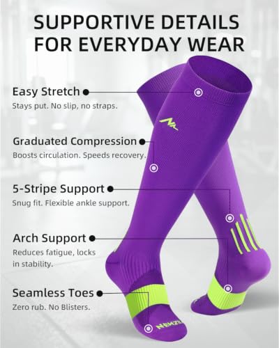 Image of NEWZILL Compression Socks for Women & Men, 20-30 mmHg for Sports & Travel