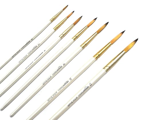 Image of amazon basics 7pc Artist Paintbrush Set for Acrylic,Watercolor & Gouache Painting for Beginners and Professionals (Round)