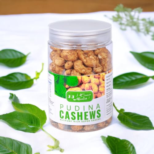 Image of J J crunch N munch 100% Natural Cashew Roasted with Mint Whole Crunchy & Spicy Cashew (Each 250gm) (Pack of 3) (1)