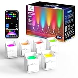 APPECK RGBCW Smart Wall Sconces - 54 Dynamic Scene WiFi Wall Lights Compatible with Alexa, Music Sync and Timer Function, Indoor Light Fixture for Party Living Room, Bedroom, Decoration(6 Pack)