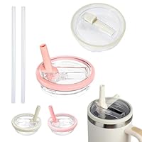 2 Stücke Ersatzdeckel für 40oz Becher Cup Deckel Ersatz Zubehör,Wiederverwendbar,Auslaufsicher und Staubdicht Cup Strohhalm Abdeckung Deckel für Stanley Cup(Pfirsichrosa,Weiß)