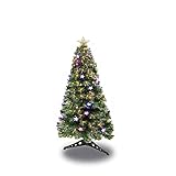 arbol de navidad fibra optica giratorio -ILUMINACIÓN INTEGRADA: Preiluminada con luces LED y fibra óptica alineadas entre las ramas, junto con una estrella en la parte superior que brilla para crear un ambiente festivo y agradable.