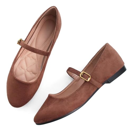 Hee grand Mary Jane Shoes for Women Buckle Strap Ballet Flats Comfortable Leather Dress Shoes3