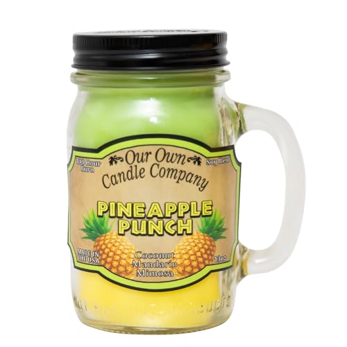 Our Own Candle Company Pineapple Punch Scented 13 Ounce Mason Jar Candle