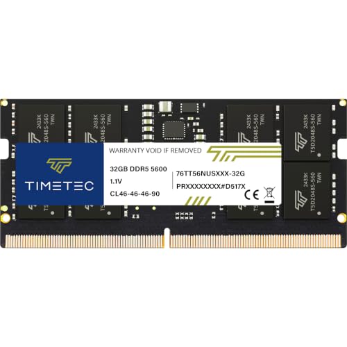 Timetec 32GB DDR5 5600MHz (PC5-5600) PC5-44800 SODIMM Laptop RAM – 262-Pin 1.1V CL46 Non-ECC Unbuffered Memory Module for Laptop, Notebook, Mini PC, All-in-One