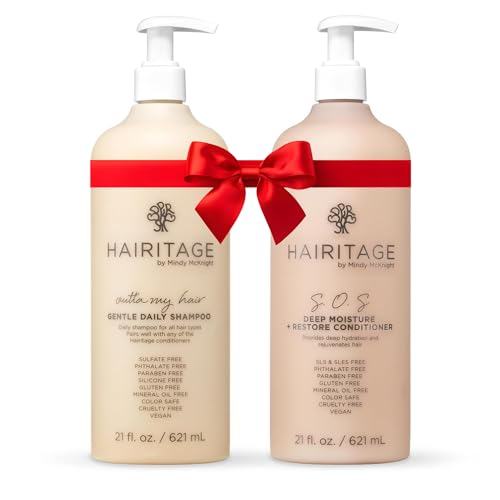 Hairitage Gentle Daily Moisture Shampoo and Conditioner Set - Split End + Bond Strengthening for...