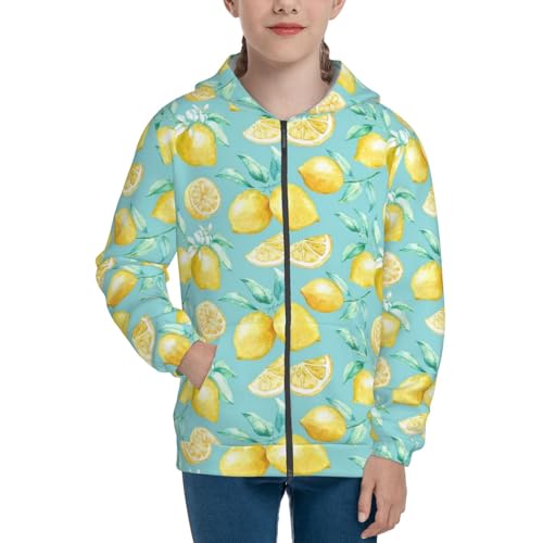 Yellow Lemon Kid Hoodies Boys Zip Up Sweatshirts Girls Pullover with Pocket3
