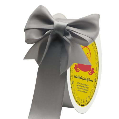 Image of Double Face Silver Satin Ribbon 1-1 /2 inch X 50 Yards Polyester Silver Ribbon for Gift Wrapping Very Suitable for Weddings Party Invitation Decorations and More