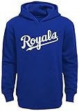 Outerstuff MLB Youth 8-20 Team Color Fleece Wordmark Logo Pullover Sweatshirt Hoodie (8, Kansas City Royals Blue)