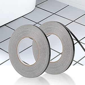 Nastro Adesivo Decorativo per Piastrelle, Impermeabile, Nastro Sigillante per Giunture Autoadesivo per Pavimenti, Pareti, Soffitti, Armadi (2X(0.5cmX50m),Nero)