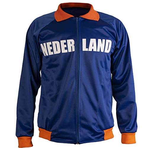 Netherlands/Nederland Holland Jacket Retro Football Tracksuit Zipped Jacket Men Top - XL Blue