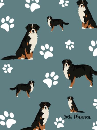 2026 Planner: Bernese Mt. Dog Paw Pattern - Dated Weekly and Monthly Page Views With Space For Notes image 2