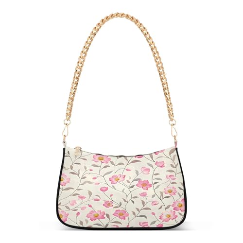 Shoulder Bags for Women Seamless Floral Hobo Tote Handbag Small Clutch Purse with Zipper Closure