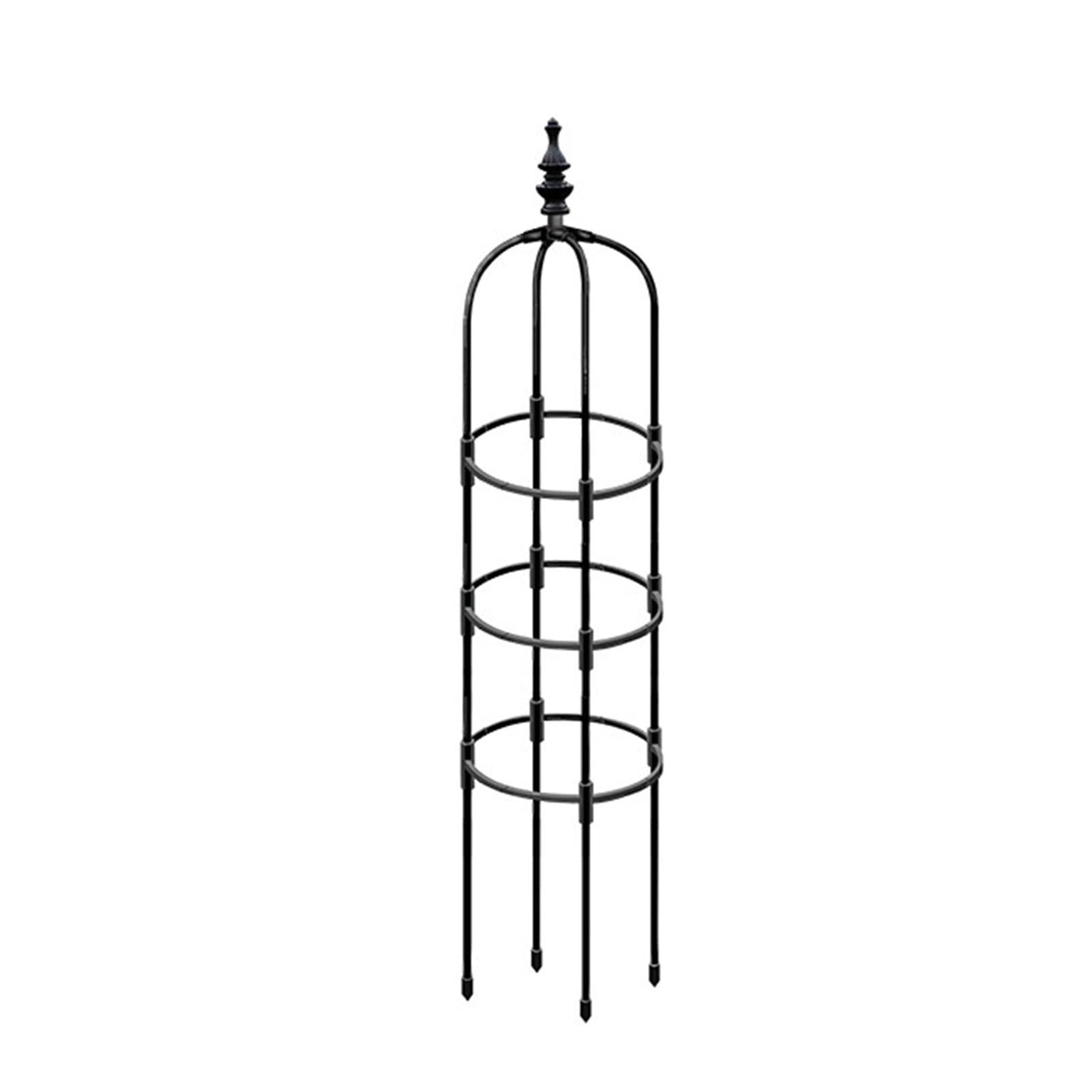 Metal Garden Obelisk Climbing Plant 150cm Weather-Proof Metal Pipe Flowers Trellis with Plasti_c Coated Vines Floral Decor Black Yard Round