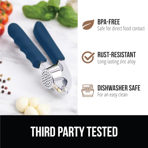 Gorilla Grip Conjunto de espremedor e descascar alho, ferramenta de picar e esmagar facilmente alhos