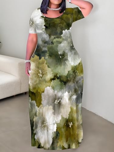 Image of Plus Size Maxi Dresses for Curvy Women T-Shirt Summer Sun Dresses Loose Fit