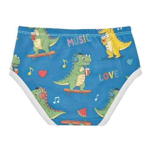 Cartoon Cute Green Dinosaurs Blue Cute Panties Girl Toddler Underwear Floral Cotton Stylish Kids Briefs Undies 2t2