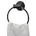 Eluck Hand Towel Ring Wall Mount Hand Towel Ring Heavy Duty Solid Towel Holder for Bathroom Rust-Proof Iron Plating Black