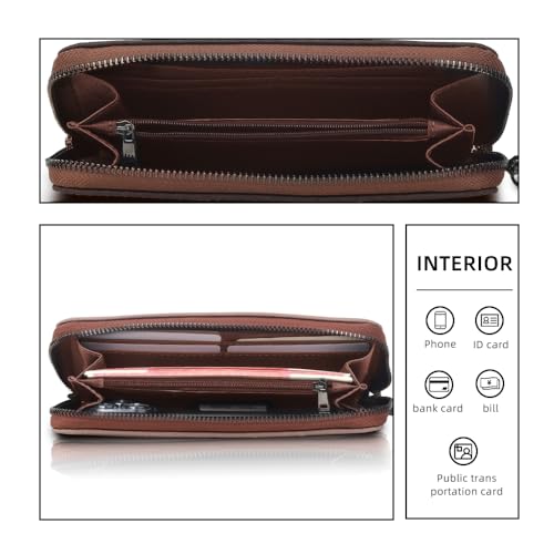 Boho Chic RFID Blocking Wallet – Waterproof Small Travel Wristlet with Geometric Patterns, Zippered Pockets & Card Slots, Perfect Handbag Companion (Beige)3