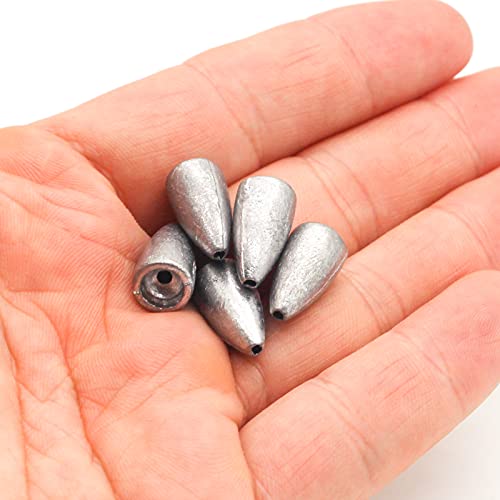 Fregito 50Pcs Fishing Weight Sinkers, Lead Worm Weights Fishing Sinkers For Bass Fishing Texas Rigs(5G) #TOP6