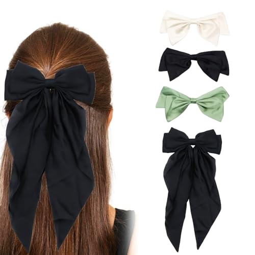 Scettar 4 Stücke Haarschleife Damen, Groß Haarspange, Satinbandschleifen...