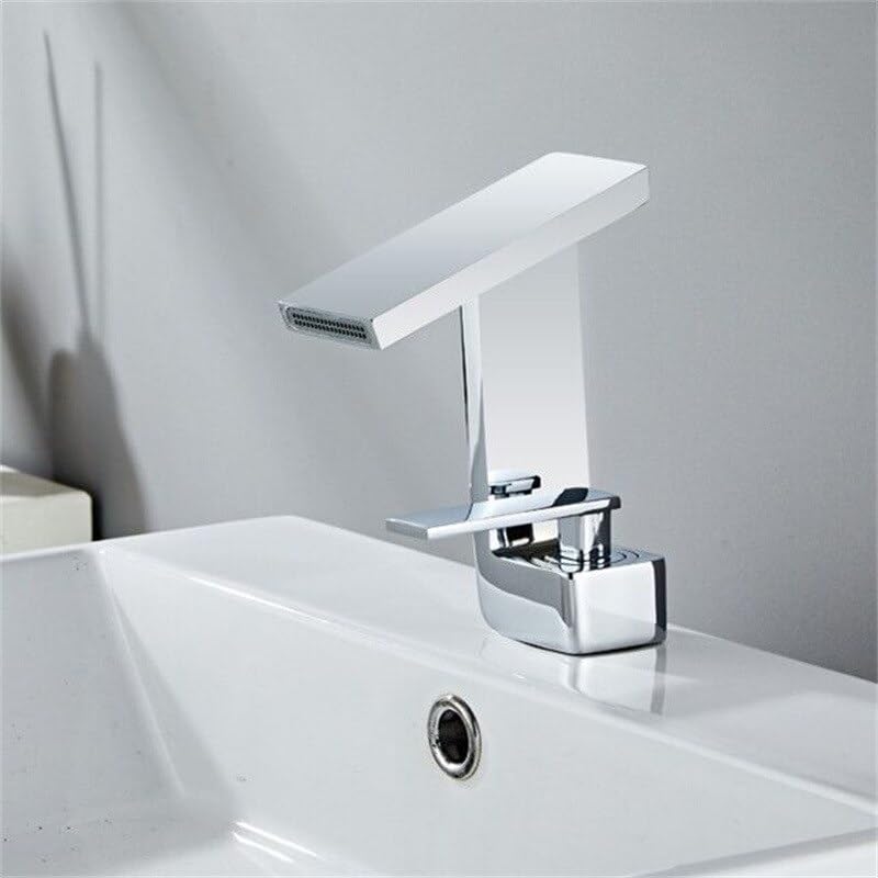 Robinet de lavabo en laiton chromé au design cascade élégant pour votre salle de bain
