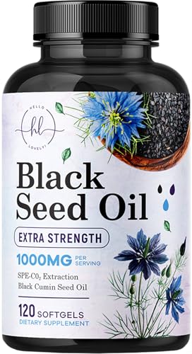 Hello Lovely! HLBLACKSEEDOIL120 Premium Black Seed Oil Capsules 1000Mg - 100% Blackseed Oil, Immune Support & Skin Health (Non-Gmo & Vegan) Best Extraction Above Cold Pressed cover
