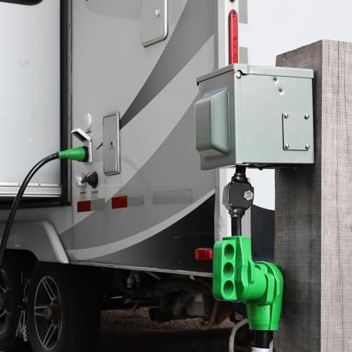Image of RVGUARD Overload Protector 30 Amp to 50 Amp RV Adapter Cord | NEMA TT-30P to NEMA 14-50R Electrical Power Adapter with Circuit Breaker, 18 Inch, Green, ETL Listed