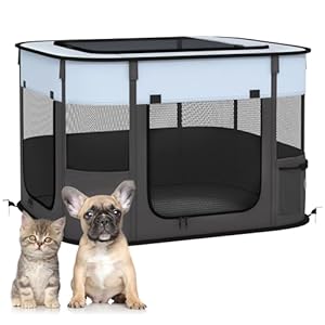 PawHut Faltbarer Welpenlaufstall Grau 74x60x45cm