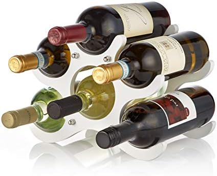 AdirHome Wooden Wine Rack - 6 Bottle (White)