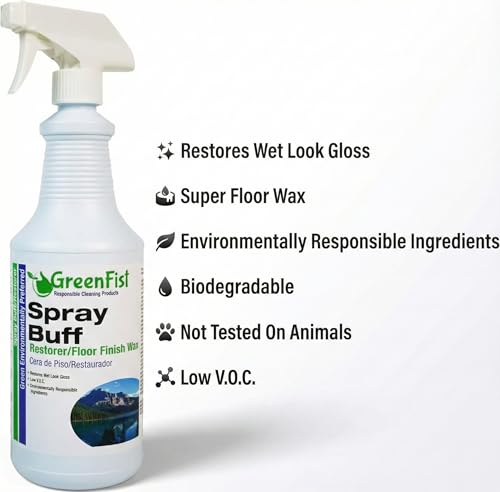 GreenFist Spray Buff Restorer Renewing Floor Finish Wax Polisher Buffer[ Removes Surface Marks, Conditioned, Dry and Spotless Floors ], 32 Fluid Ounce - Thumbnail 5