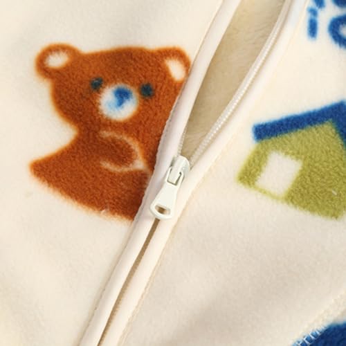 Kid Boys Girls Cartoon Fleece Hooded Jacket Coat Zipper Up Overcoat Spring Fall Thick Clothes4