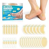 Gel Blister Hydrocolloid Bandages - Taszoos 30ct Waterproof Adhesive Blister Cushions - Blister Bandages for Heel, Toe & Foot - Blister Pads for Prevention & Recovery (Variety Pack)