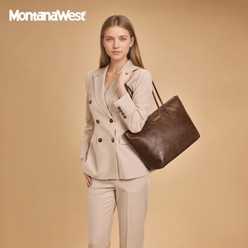 Image of Montana West Medium Tote Bags for Women Shoulder Handbag with Zipper Lightweight Everyday Purse for Work, Travel, or Shopping