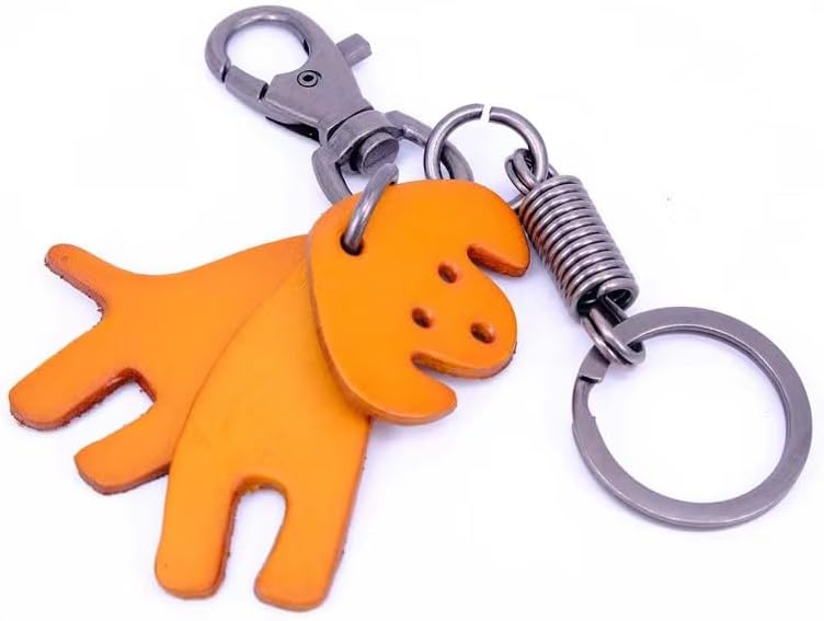 Leather Craft Dog Keychain Animal Cute Key Chain Funny Active Puppy Keyring Charm Pendant for Women and Men, Small - Image 2