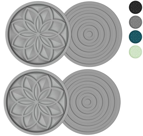 HFHOME Silicone Coasters Set 4 Pcs Drink Coasters for Coffee Table Bar Tabletop Protection - Dark Gray