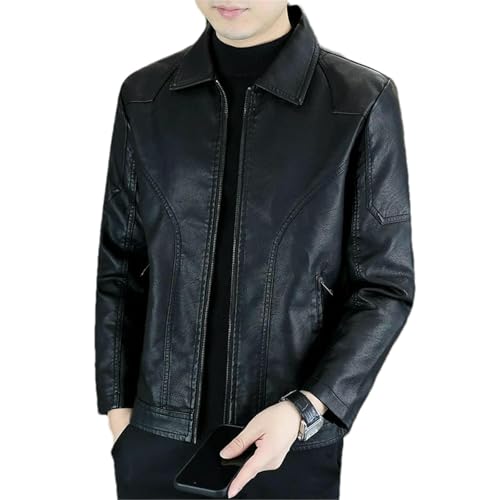 Veste en similicuir pour homme col rabattable et fermeture éclair