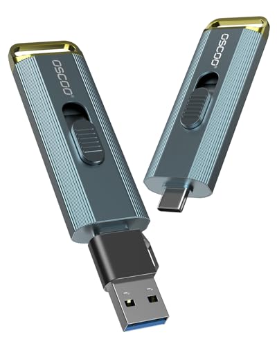 OSCOO Disque dur externe 1 To jusqu'à 2100 Mo/s USB 3.2 Gen2x2 Dual Interface USB Portable SSD Memory Stick pour...