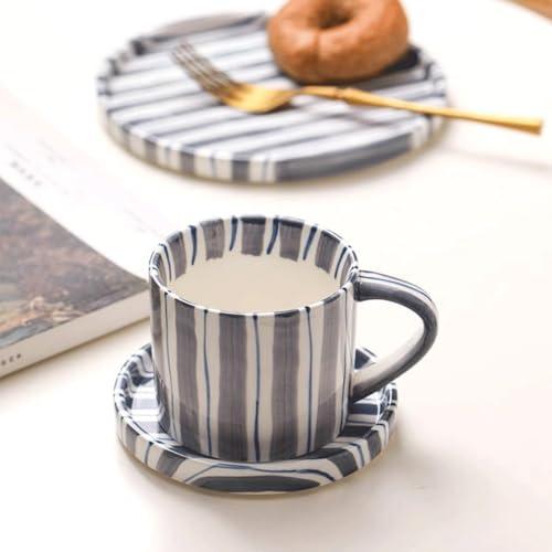 Tasses café céramique rayures rétro NEBE élégance durable - 5