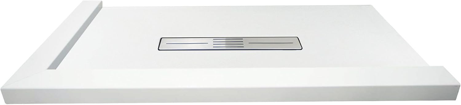 Transolid FZSDT4836C-31 Trimslate 48-in x 36-in Shower Base with Adjustable Double Threshold and Center Drain, White