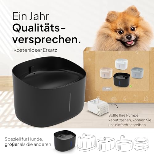 Pretty Paw Trinkbrunnen für Hunde mit 7L Wassertank - Super leiser Hunde Trinkbrunnen - BPA-freier Hundebrunnen mit Filter & LED - Leicht zu reinigender Dog Wasserspender