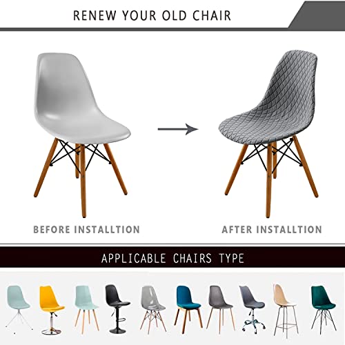 SHENGYIJING Pack de 2/4/6 Fundas Decorativas para Sillas de Comedor Nordicas Adjustables, Lavable, Elasticas para Banquetes Cocina Hogar(Gris Claro) - imagen 2