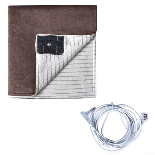 KHIronHive Manta de conexión a tierra de 50 x 70 cm, fibra plateada conductora con cable de conexión a tierra para cama, sofá o suelo, mezcla de algodón y poliéster, ropa de cama conectada a la tierra