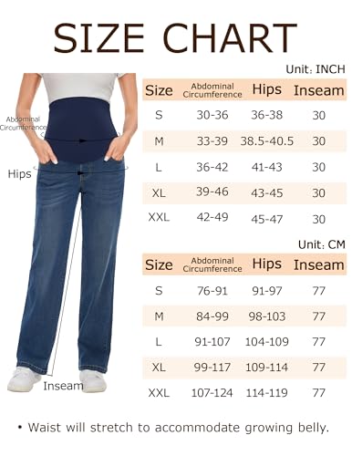 Fitglam Women'S Maternity Jeans Straight Leg Relaxed Fit Over Belly Pregnancy Denim Work Pants Maternity Clothes With Pockets thumb #5