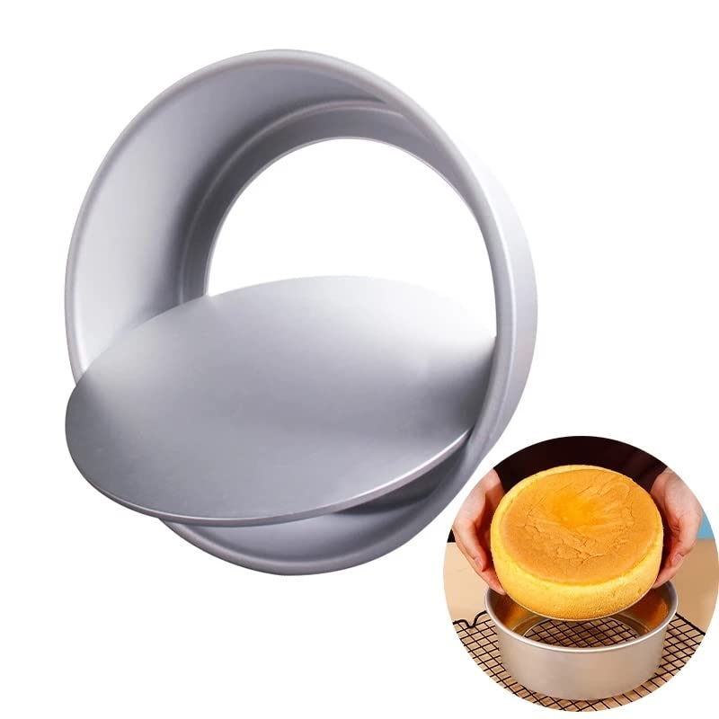 Juego de moldes para pasteles redondos de 4/6/8 pulgadas con parte inferior extraíble Juego de moldes para pasteles de gasa de aleación de aluminio Herramientas de latas para pasteles redondos de 3 n