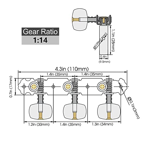 Image of Mr.Power Guitar Tuners Machine Head 3+3 Set Tuning Keys Machine Pegs for Classical Guitar(Agate Color Button)