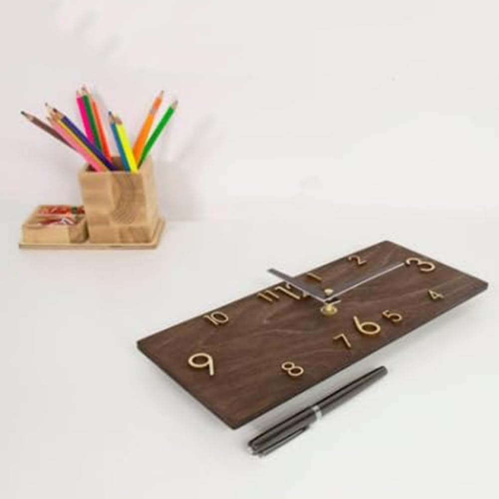 Reloj de pared de madera de 16 pulgadas, silencioso, sin tictac, retro, creativo, rectangular, reloj de pared de madera para sala de estar, cocina, dormitorio, escuela, hotel, decoración